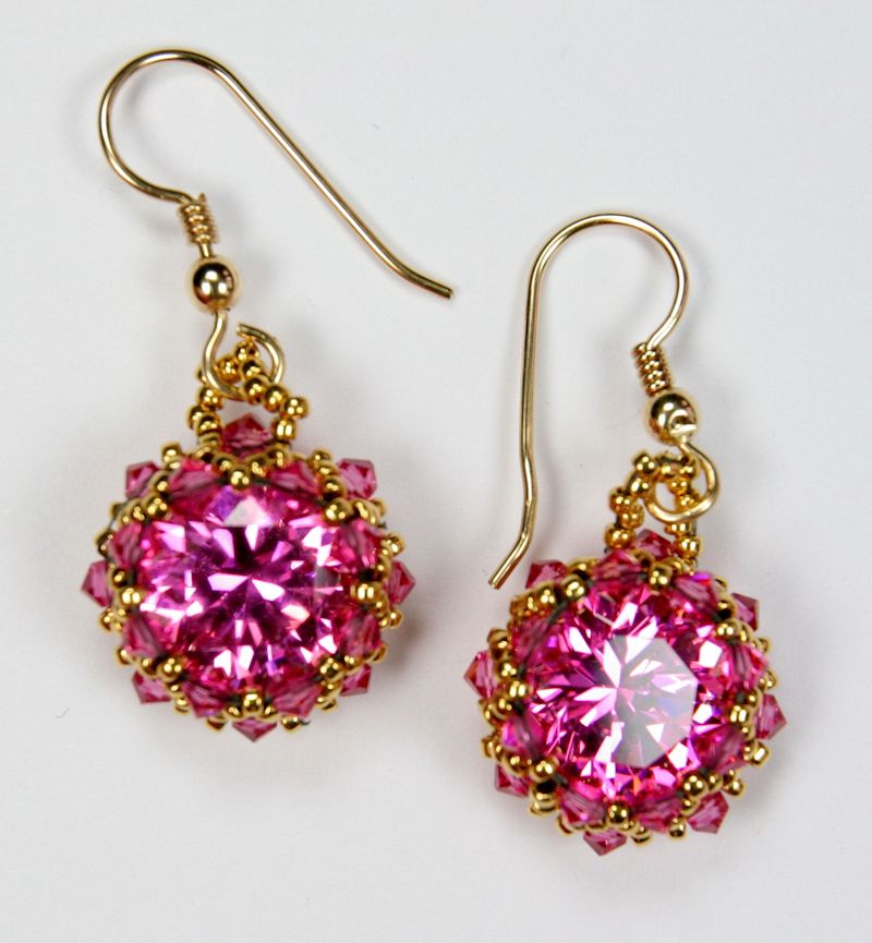 pink and gold earrings